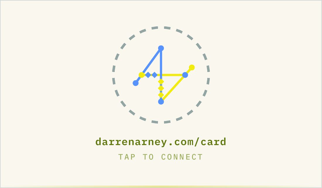 DArnTech business card, back — the DArnTech mark and tap-to-connect prompt